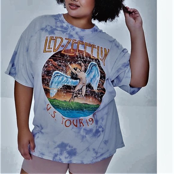 Led Zeppelin US Tour 1975 Tie Dye rock Official cotton T-Shirt 0X Plus big NWT - Picture 1 of 4